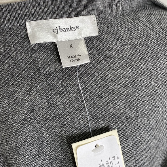 CJ Banks grey cardigan button up w sequins Classic versatile office weekend X - Picture 7 of 7